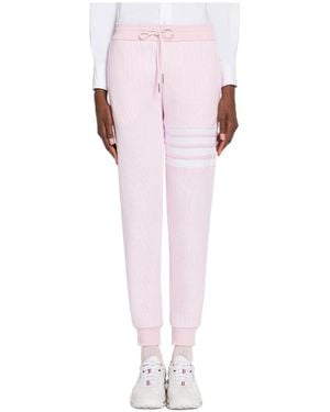 Thom Browne Medium Waffle 4-Bar Joggers - Pink