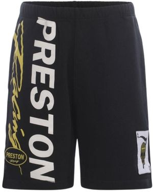 Heron Preston Logo-Printed Knee-Length Track Shorts - Black