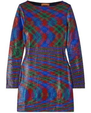 Missoni Striped Metallic Jersey Mini Dress - Blue
