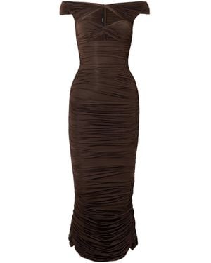 Alex Perry Knox Off-The-Shoulder Cutout Stretch-Jersey Midi Dress - Brown