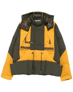 Sacai Hooded Panelled Puffer Jacket - Yellow