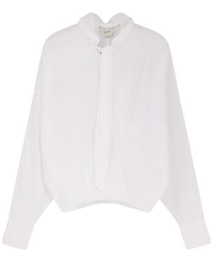 Alysi Bow Detail V-Neck Top - White