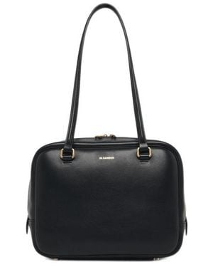 Jil Sander Logo Printed Medium Vision Bag - Black