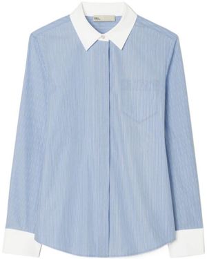 Tory Burch Long Sleeve Striped Shirt - Blue