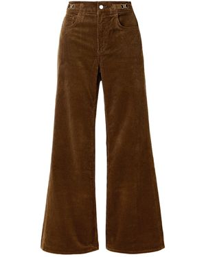 Citizens of Humanity Kimberly Horsebit-Embellished Stretch-Cotton Corduroy Flared Trousers - Brown