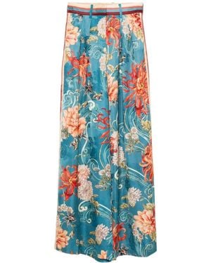 ALÉMAIS Patterned Pleated Trousers - Blue