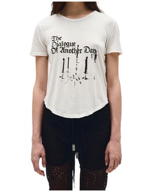 Ann Demeulemeester Floor Micro T-Shirt With 'Chandelier' Print - White
