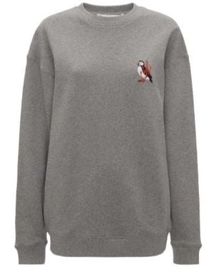 JW Anderson Logo-Embroidered Organic Cotton Sweatshirt - Grey