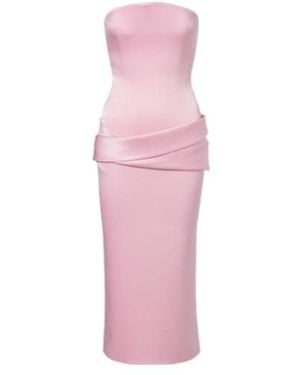 Alex Perry Draped Satin Crepe Bustier Dress - Pink