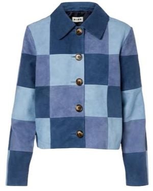 RIXO London Patchwork Suede Jacket - Blue