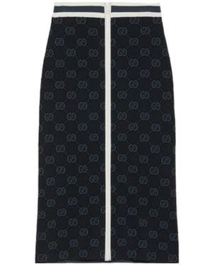 Gucci Gg Jacquard Midi Skirt - Blue