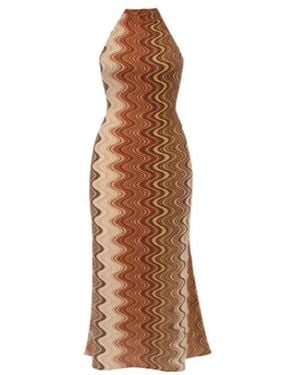 MC2 Saint Barth Zigzag Halterneck Maxi Dress - Brown