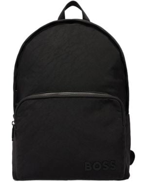 BOSS Boss Logo Lettering Zip-Up Backpack - Black