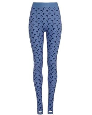Marine Serre Moon-Print Jersey Leggings - Blue