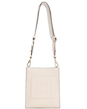 Miu Miu Madras Leather Shoulder Bag - White
