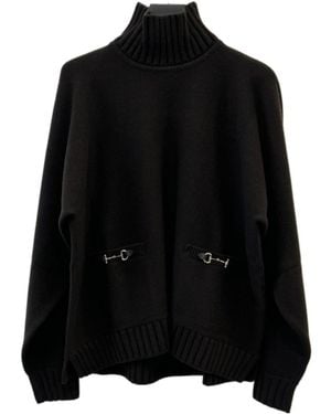 Gucci Horsebit Pocket Turtleneck Top - Black