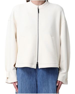 Emporio Armani Zip-Up Crewneck Jacket - White