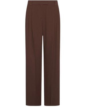 Marella Straight-Fit Envers Satin Trousers - Brown