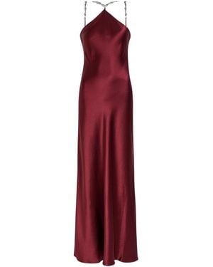 STAUD Cadence Embellished Satin Maxi Dress - Red