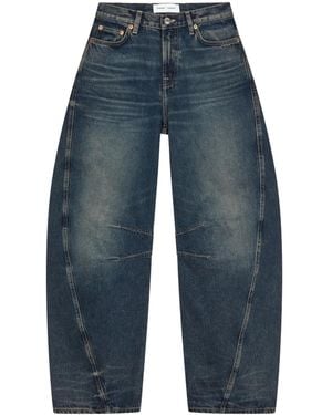 Samsøe & Samsøe Saharpo Curved-Seam Buckle-Detail Jeans - Blue