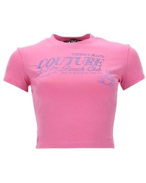 Versace Jeans Couture Graphic Cropped T-Shirt - Pink