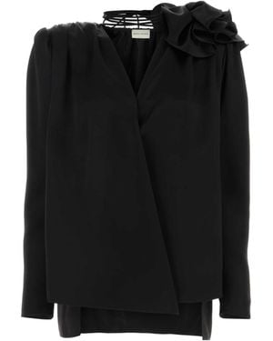 Magda Butrym Classic Shirred Flower Blouse - Black