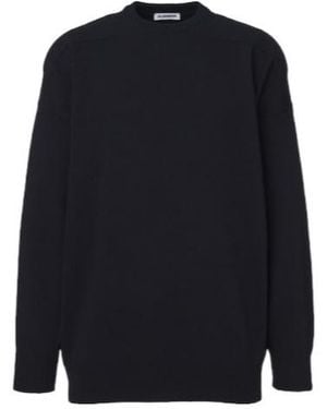 Jil Sander Minimalist Wool-Blend Knit Top - Blue