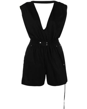 Rick Owens V-Neck Cotton Playsuit - Black