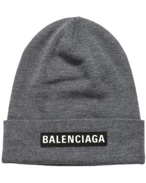 Balenciaga Logo Patch Knit Beanie - Gray