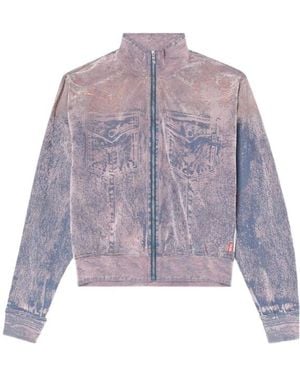 DIESEL F-Slitly Zip-Up High Neck Sweatshirt - Purple