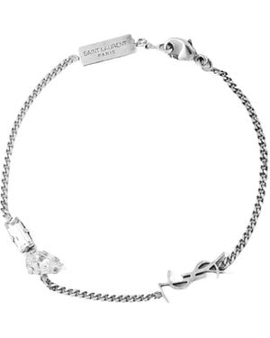Saint Laurent Rhinestone Inlaid Bracelet - Metallic