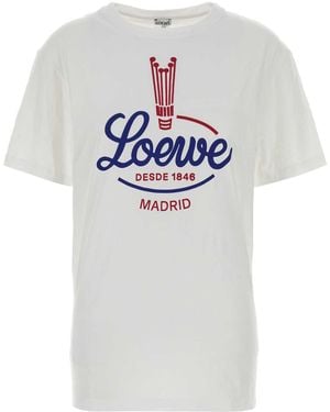 Loewe Graphic-Print Crewneck T-Shirt - Grey