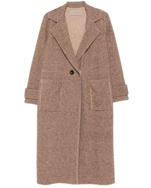 D.exterior Long Single-Breasted Coat - Brown