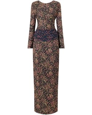 Dries Van Noten Floral-Print Crepe Midi Dress - Brown