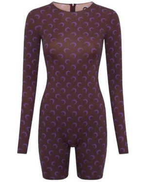 Marine Serre Moon-Print Shorts Playsuit - Purple