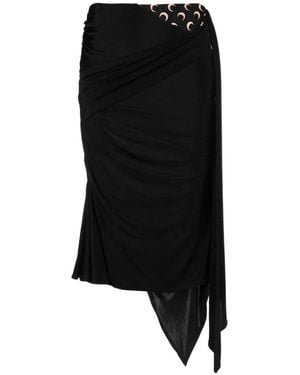 Marine Serre Wrap Asymmetric Midi Skirt - Black