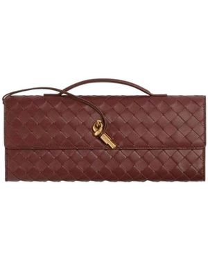 Bottega Veneta Andiamo Intrecciato Clutch Bag - Red