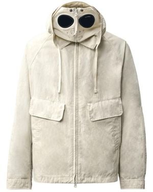 C.P. Company Goggle-Detail Hooded Jacket - Natural
