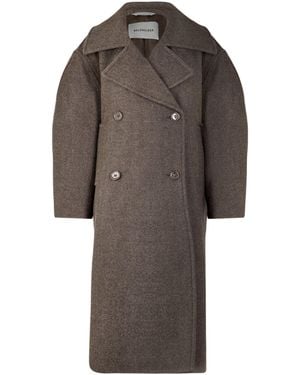 Balenciaga Long Double-Breasted Wool Coat - Brown