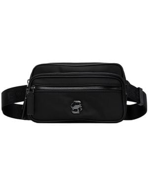 BOSS Dual-Compartment Zippered Crossbody Bag - Black