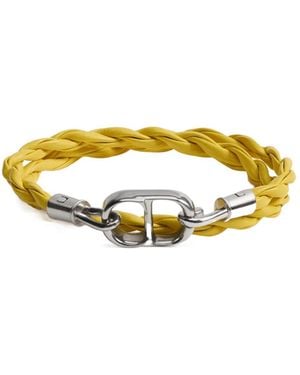 Dior Cd Icon Woven Leather Double Bracelet - Yellow