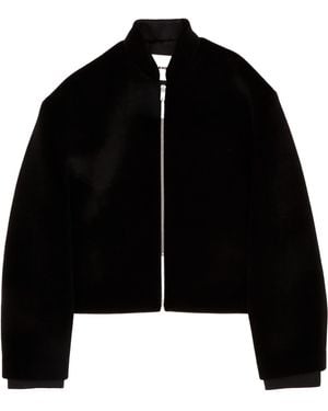 Jil Sander Cropped Zipped Bomber Jacket - Black