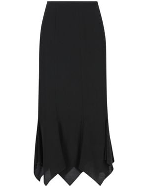 Valentino Pleat Detailed Asymmetric-Hem Skirt - Black