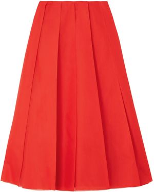Altuzarra Dex Pleated Silk-Organza Midi Skirt - Red