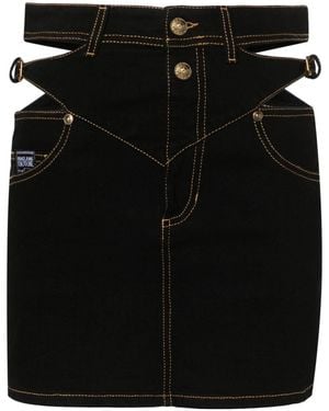 Versace Jeans Couture Couture Cut-Out Detailed Denim Mini Skirt - Black