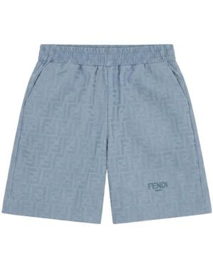 Fendi Elastic-Waist Shorts - Blue