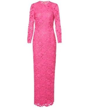 Oscar de la Renta Floral Asymmetric Guipure Gown - Pink