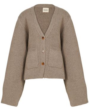 KHAITE V-Neck Knitted Cardigan - Natural