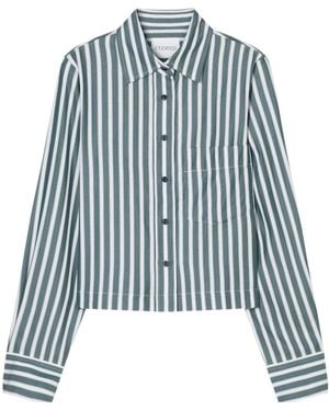 Closed Striped Cropped Classic Shirt - Blue