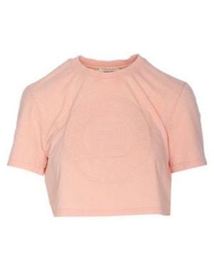 Fendi Logo Detailed Cropped T-Shirt - Pink